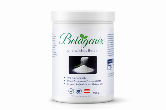 Betagenix pflanzliches Betain Pulver Nahrungsergänzung hergestellt in Österreich rein pflanzlich