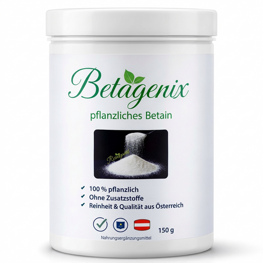 Betagenix pflanzliches Betain Pulver Nahrungsergänzung hergestellt in Österreich rein pflanzlich