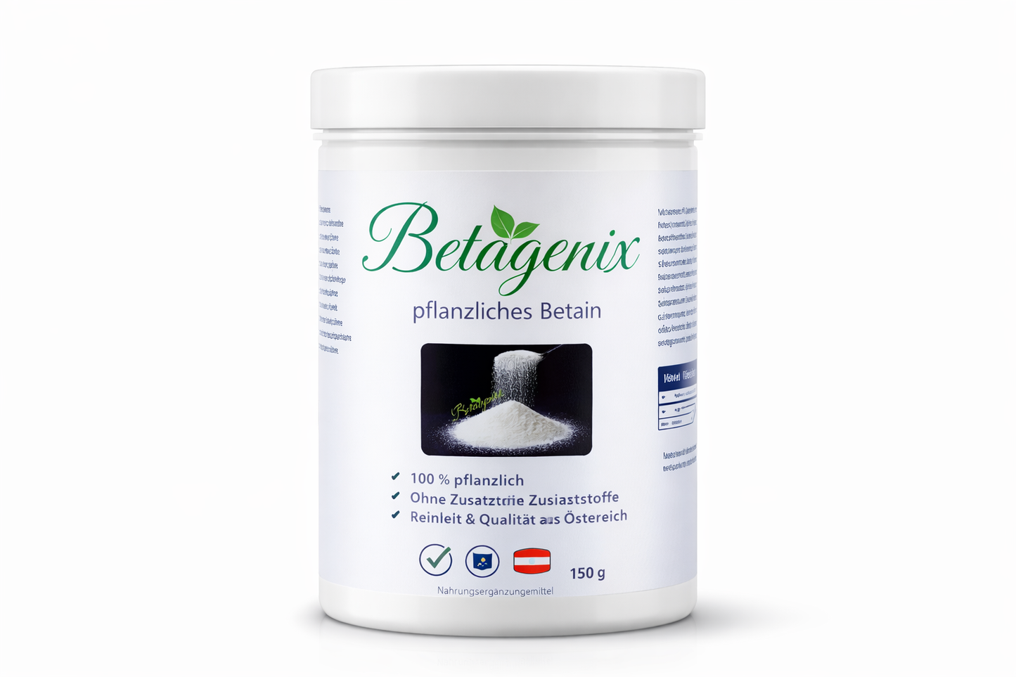 Betagenix pflanzliches Betain Pulver Nahrungsergänzung hergestellt in Österreich rein pflanzlich